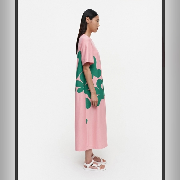 Marimekko Pink and Green Floral Dress Spring 23 Collection Maxi Dress Size S/M - Picture 4 of 11